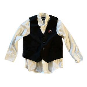 TFW boys 5T button up shirt with vest 2pc